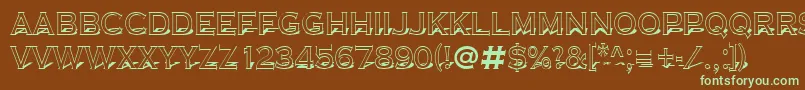 フォントCopper9 – 緑色の文字が茶色の背景にあります。