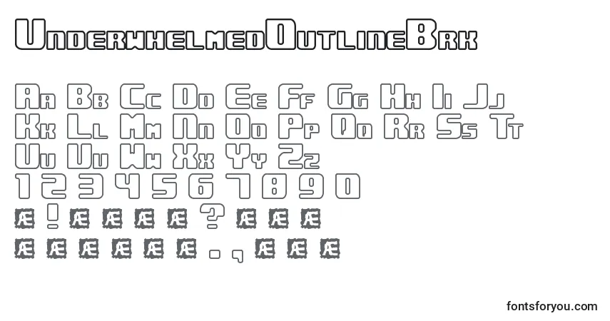 A fonte UnderwhelmedOutlineBrk – alfabeto, números, caracteres especiais