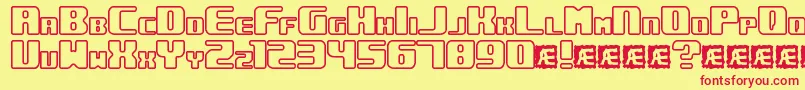 UnderwhelmedOutlineBrk-fontti – punaiset fontit keltaisella taustalla