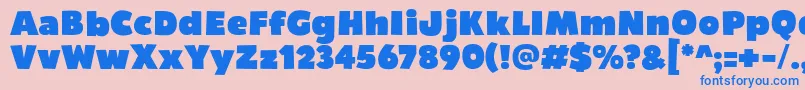 Bumpo Font – Blue Fonts on Pink Background