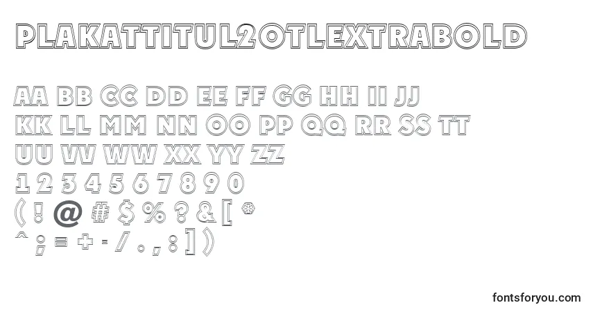 A fonte Plakattitul2otlExtrabold – alfabeto, números, caracteres especiais