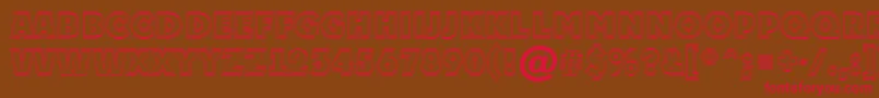 Plakattitul2otlExtrabold Font – Red Fonts on Brown Background