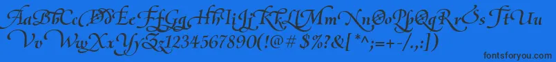 OliettaScriptLyricaBolditalic-Schriftart – Schwarze Schriften auf blauem Hintergrund