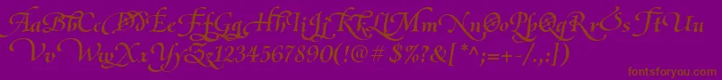 OliettaScriptLyricaBolditalic-Schriftart – Braune Schriften auf violettem Hintergrund