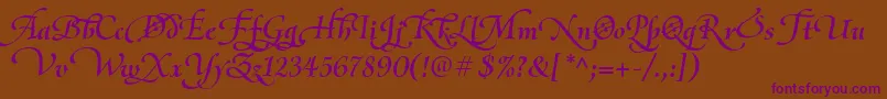 OliettaScriptLyricaBolditalic Font – Purple Fonts on Brown Background