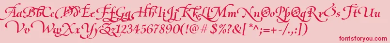 OliettaScriptLyricaBolditalic-fontti – punaiset fontit vaaleanpunaisella taustalla
