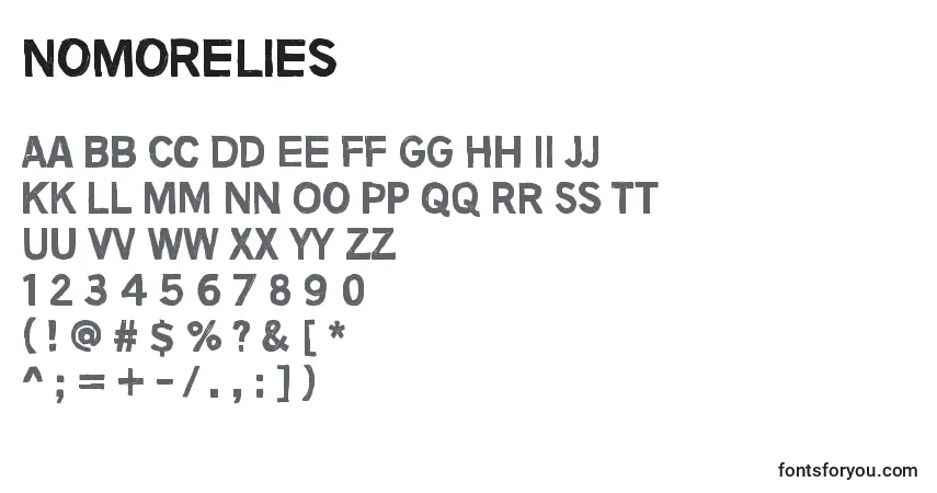 Czcionka NoMoreLies – alfabet, cyfry, specjalne znaki