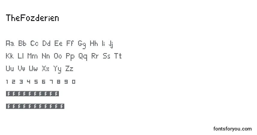 A fonte TheFozderien – alfabeto, números, caracteres especiais