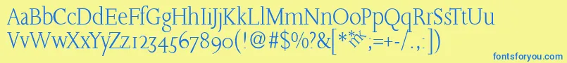 SlabroundserifLight Font – Blue Fonts on Yellow Background