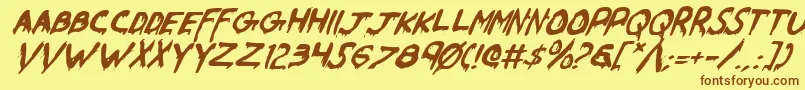 WereBeastItalic Font – Brown Fonts on Yellow Background