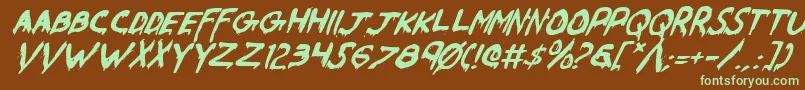 WereBeastItalic Font – Green Fonts on Brown Background