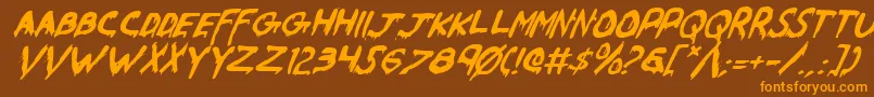 WereBeastItalic Font – Orange Fonts on Brown Background