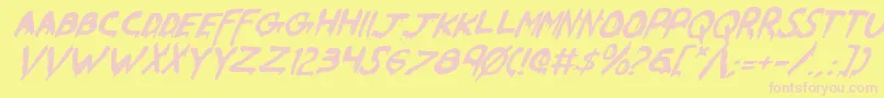 WereBeastItalic Font – Pink Fonts on Yellow Background