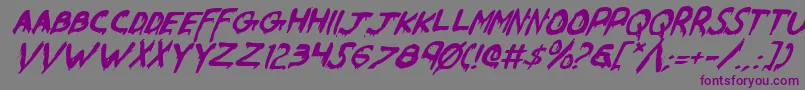 Czcionka WereBeastItalic – fioletowe czcionki na szarym tle