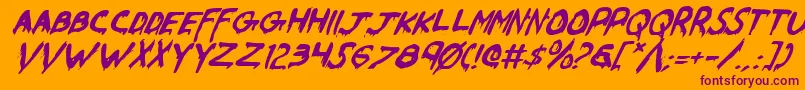WereBeastItalic-Schriftart – Violette Schriften auf orangefarbenem Hintergrund