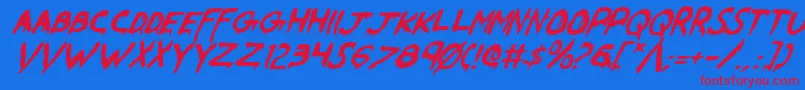 フォントWereBeastItalic – 赤い文字の青い背景