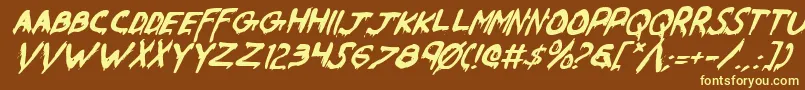 WereBeastItalic-fontti – keltaiset fontit ruskealla taustalla