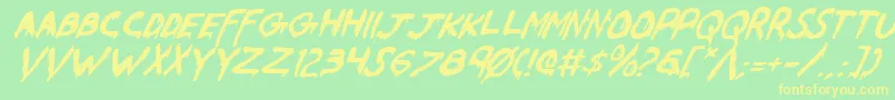 WereBeastItalic Font – Yellow Fonts on Green Background