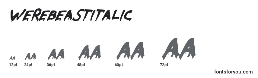 Размеры шрифта WereBeastItalic