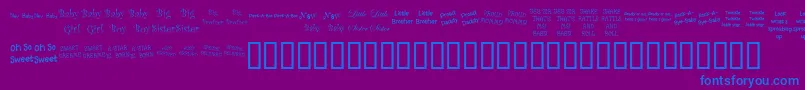 KrScrappinBabies-Schriftart – Blaue Schriften auf violettem Hintergrund