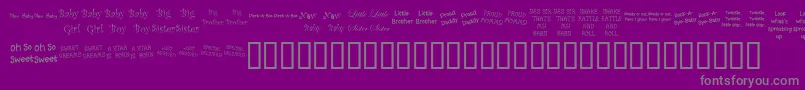 KrScrappinBabies-Schriftart – Graue Schriften auf violettem Hintergrund