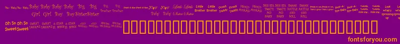 KrScrappinBabies-Schriftart – Orangefarbene Schriften auf violettem Hintergrund