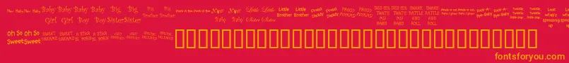 KrScrappinBabies-Schriftart – Orangefarbene Schriften auf rotem Hintergrund