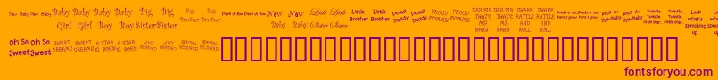 KrScrappinBabies-Schriftart – Violette Schriften auf orangefarbenem Hintergrund