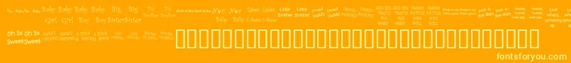 KrScrappinBabies-Schriftart – Gelbe Schriften auf orangefarbenem Hintergrund