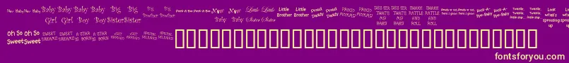 KrScrappinBabies-Schriftart – Gelbe Schriften auf violettem Hintergrund