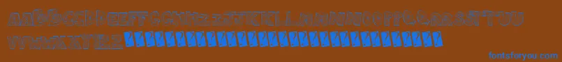 フォントRightway – 茶色の背景に青い文字