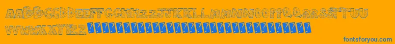 Rightway-Schriftart – Blaue Schriften auf orangefarbenem Hintergrund