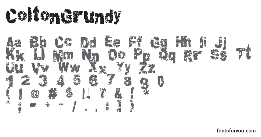 A fonte ColtonGrundy – alfabeto, números, caracteres especiais