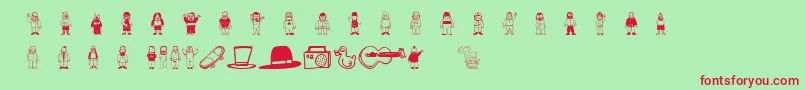 フォントTeubtribute – 赤い文字の緑の背景