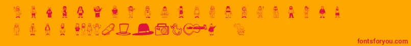 Teubtribute-Schriftart – Rote Schriften auf orangefarbenem Hintergrund