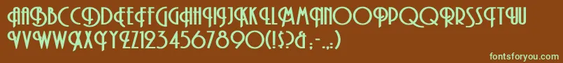 フォントAndesBold – 緑色の文字が茶色の背景にあります。