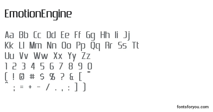 Czcionka EmotionEngine – alfabet, cyfry, specjalne znaki