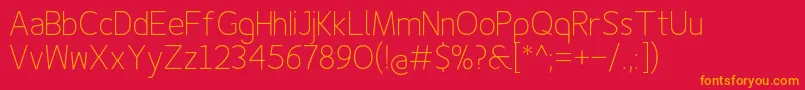 Finenessproextralight Font – Orange Fonts on Red Background