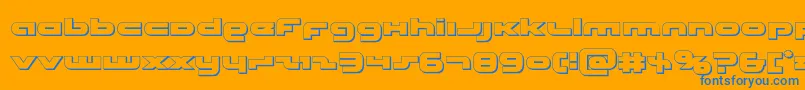 Unisol3D-Schriftart – Blaue Schriften auf orangefarbenem Hintergrund