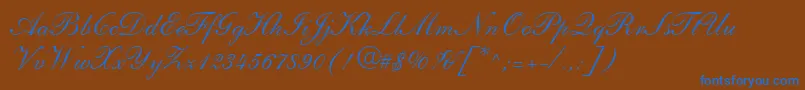 Fonte ShelleyLtAndanteScript – fontes azuis em um fundo marrom