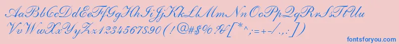 フォントShelleyLtAndanteScript – ピンクの背景に青い文字
