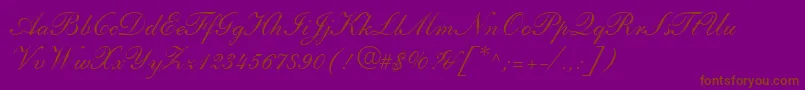 Fonte ShelleyLtAndanteScript – fontes marrons em um fundo roxo