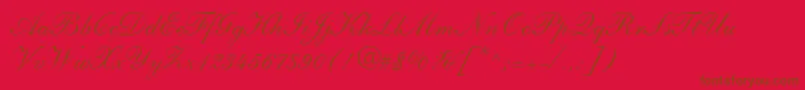 Czcionka ShelleyLtAndanteScript – brązowe czcionki na czerwonym tle