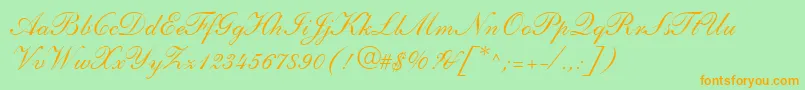 ShelleyLtAndanteScript Font – Orange Fonts on Green Background