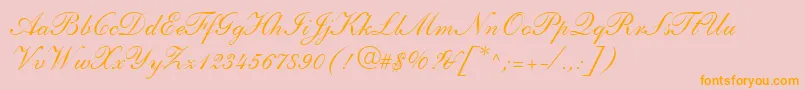 ShelleyLtAndanteScript-Schriftart – Orangefarbene Schriften auf rosa Hintergrund