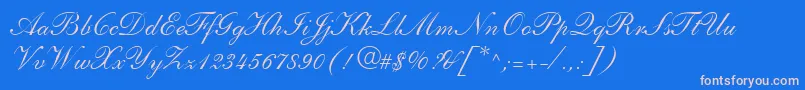 ShelleyLtAndanteScript Font – Pink Fonts on Blue Background