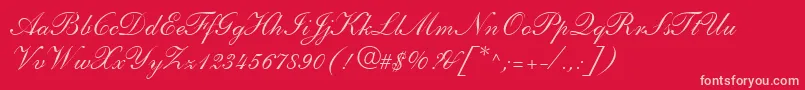 ShelleyLtAndanteScript-fontti – vaaleanpunaiset fontit punaisella taustalla