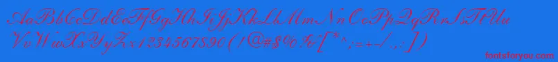 フォントShelleyLtAndanteScript – 赤い文字の青い背景