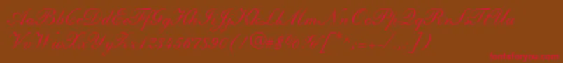 ShelleyLtAndanteScript-Schriftart – Rote Schriften auf braunem Hintergrund