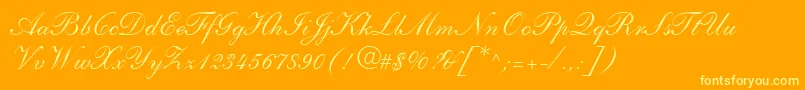 ShelleyLtAndanteScript Font – Yellow Fonts on Orange Background